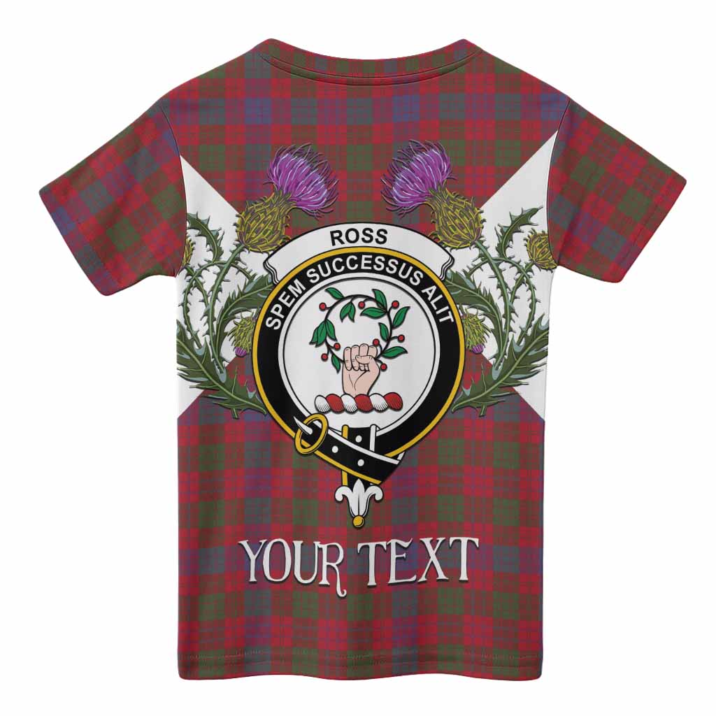 Ross Tartan Family Crest Kid T-shirt Scottish Burns Night Thistle Floral