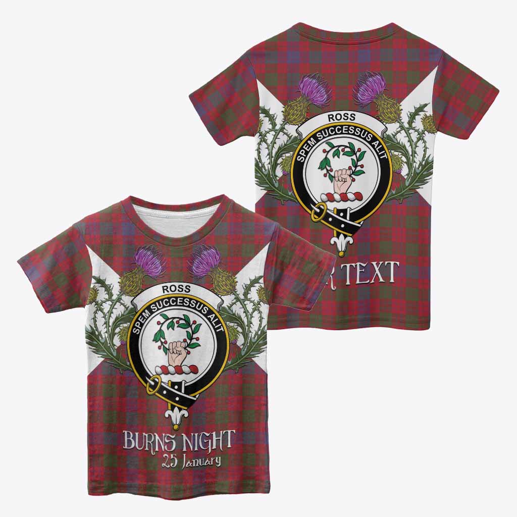 Ross Tartan Family Crest Kid T-shirt Scottish Burns Night Thistle Floral