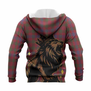 Ross Tartan Family Crest Knitted Hoodie Crowned Lion Roaring