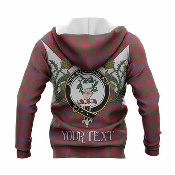 Ross Tartan Family Crest Knitted Hoodie Scottish Burns Night Thistle Floral