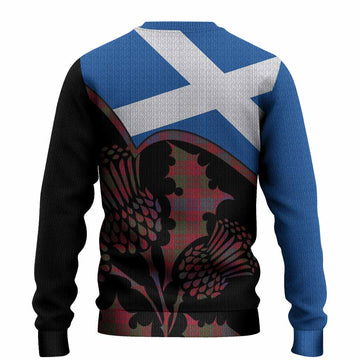 Ross Tartan Family Crest Knitted Sweater Scotland Thistle Floral Flag Style