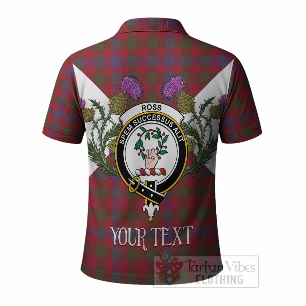 Ross Tartan Family Crest Polo Shirt Scottish Burns Night Thistle Floral