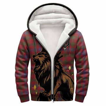 Ross Tartan Family Crest Sherpa Hoodie Crowned Lion Roaring