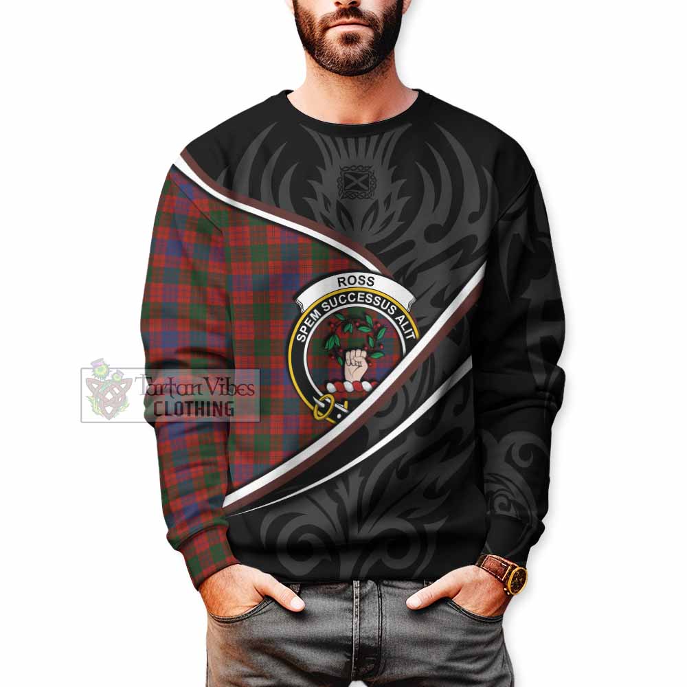 Ross Tartan Family Crest Sweatshirt Celtic Scottish Thistle Floral - Tartan Vibes Clothing
