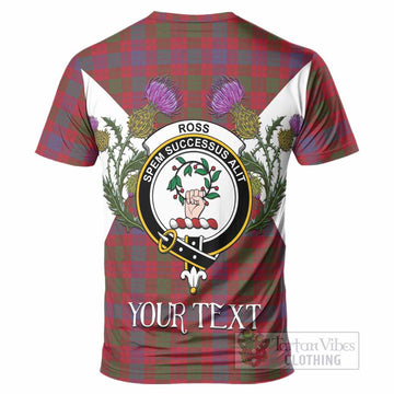 Ross Tartan Family Crest T-Shirt Scottish Burns Night Thistle Floral