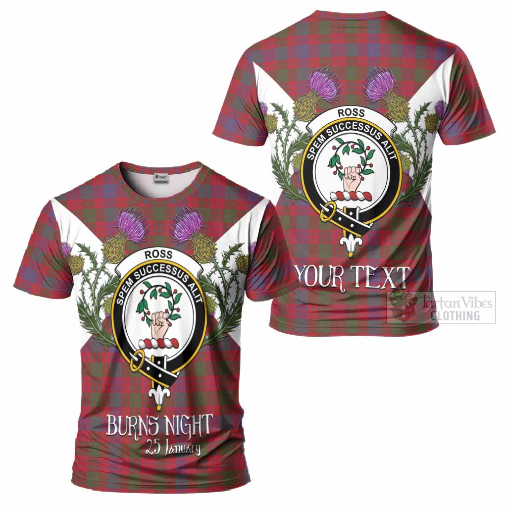Ross Tartan Family Crest T-Shirt Scottish Burns Night Thistle Floral