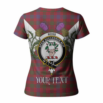 Ross Tartan Family Crest Women T shirt Scottish Burns Night Thistle Floral