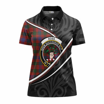 Ross Tartan Family Crest Women's Polo Shirt Celtic Scottish Thistle Floral