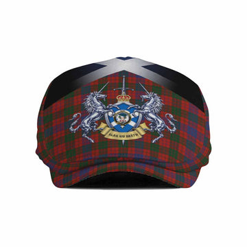 Ross Tartan Flat Cap, Jeff Cap Alba Gu Brath Unicorn Crest