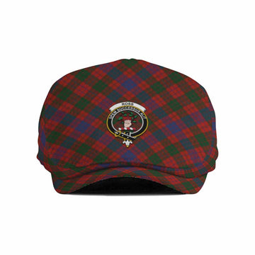 Ross Tartan Flat Cap, Jeff Cap Cross Style with Family Crest