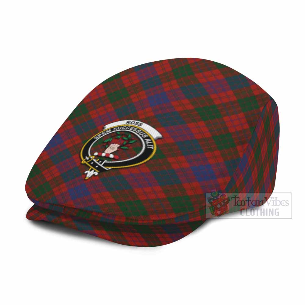 Ross Tartan Flat Cap, Jeff Cap Cross Style with Family Crest - Tartan Vibes Clothing
