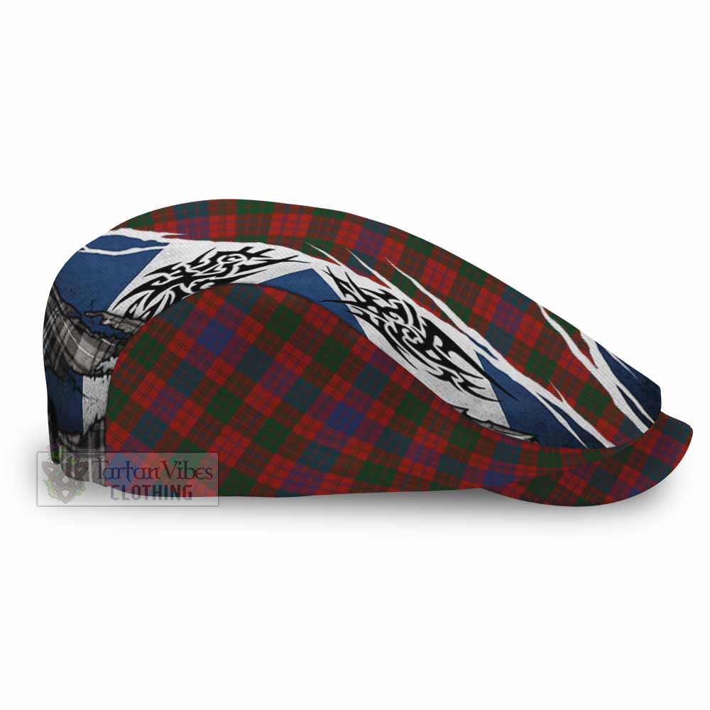 Ross Tartan Flat Cap, Jeff Cap Scotland Flag Ripped Tribal Design