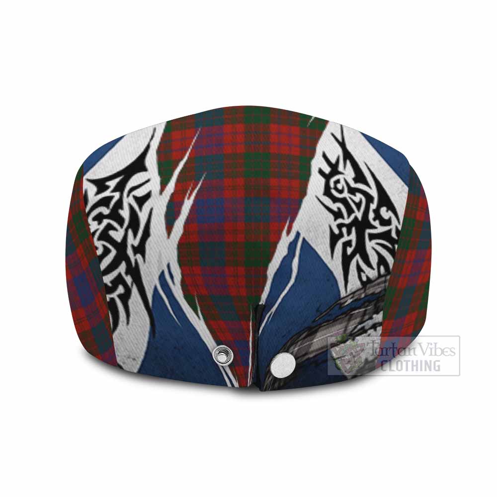 Ross Tartan Flat Cap, Jeff Cap Scotland Flag Ripped Tribal Design