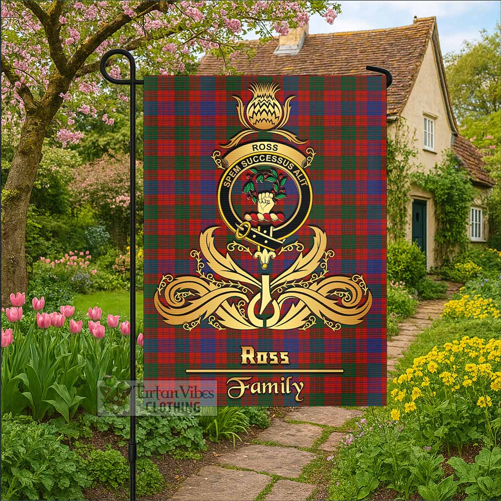 Ross Tartan Garden Flag with Highland Thistle Cherish Family Crest Style - Tartan Vibes Clothing