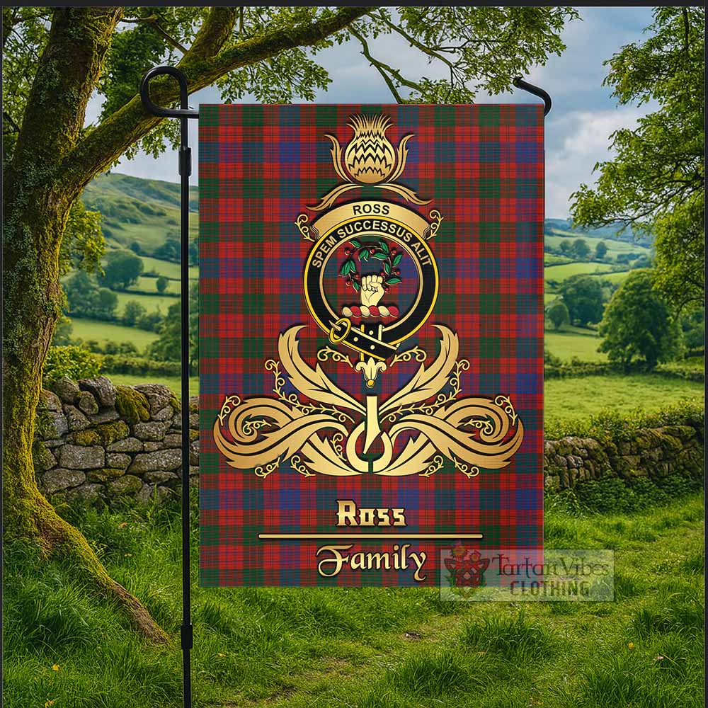 Ross Tartan Garden Flag with Highland Thistle Cherish Family Crest Style - Tartan Vibes Clothing