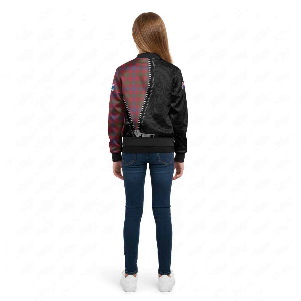 Ross Tartan Kid Bomber Jacket New Zealand Pattern Unique Zipper Stylized