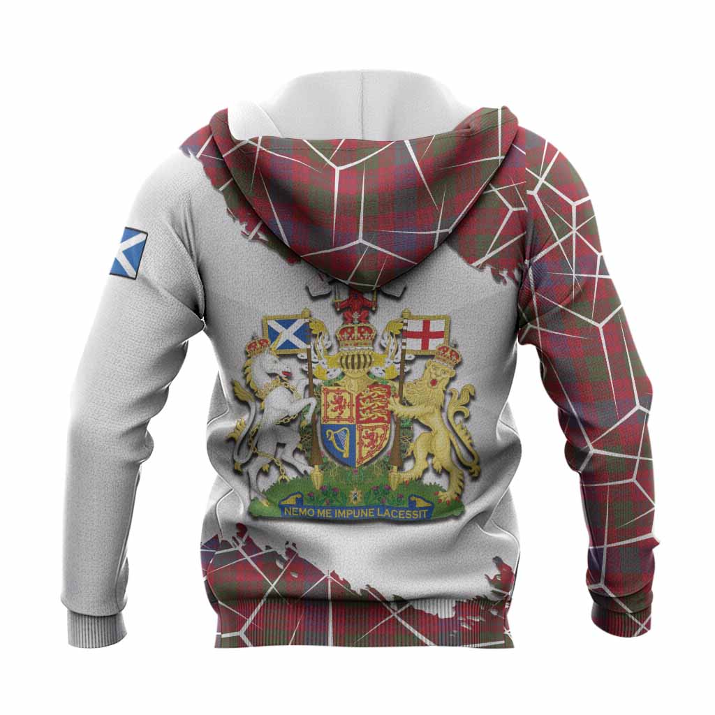 Ross Tartan Knitted Hoodie with Family Crest and Lion Rampant Grunge Style