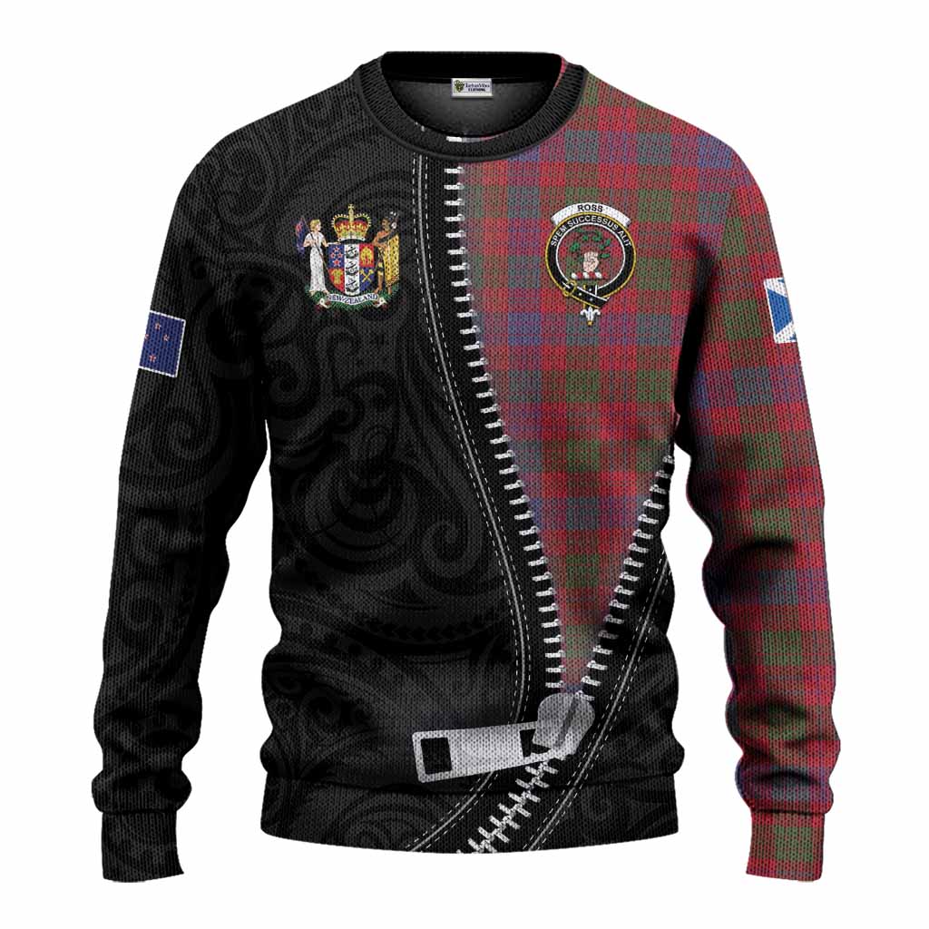 Ross Tartan Knitted Sweater New Zealand Pattern Unique Zipper Stylized