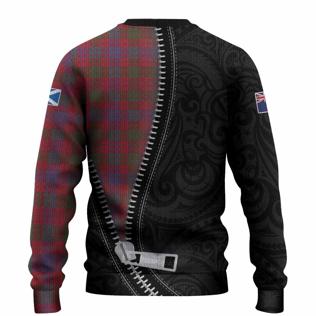 Ross Tartan Knitted Sweater New Zealand Pattern Unique Zipper Stylized