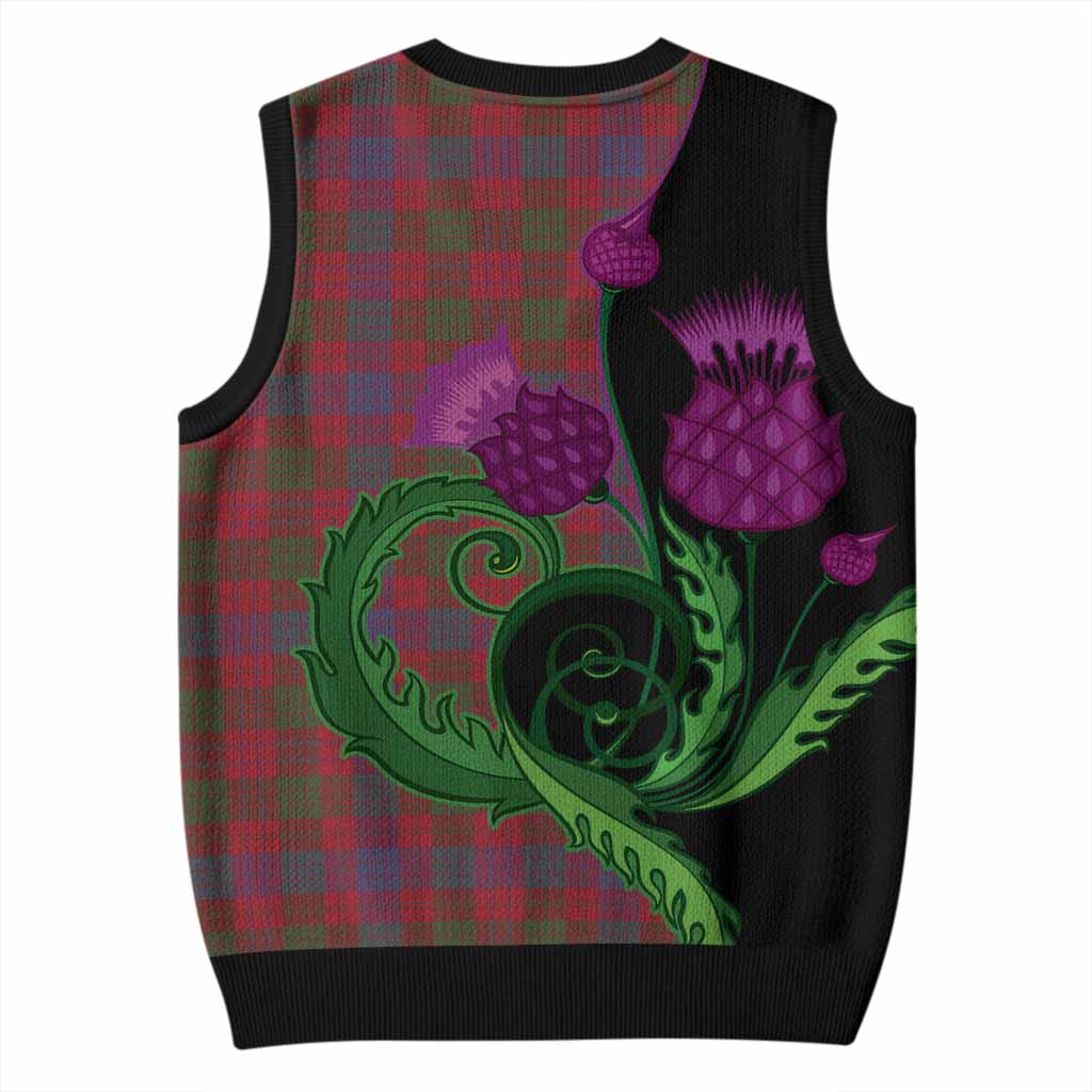 Ross Tartan Knitted V-Neck Vest Traditional Scottish Thistle