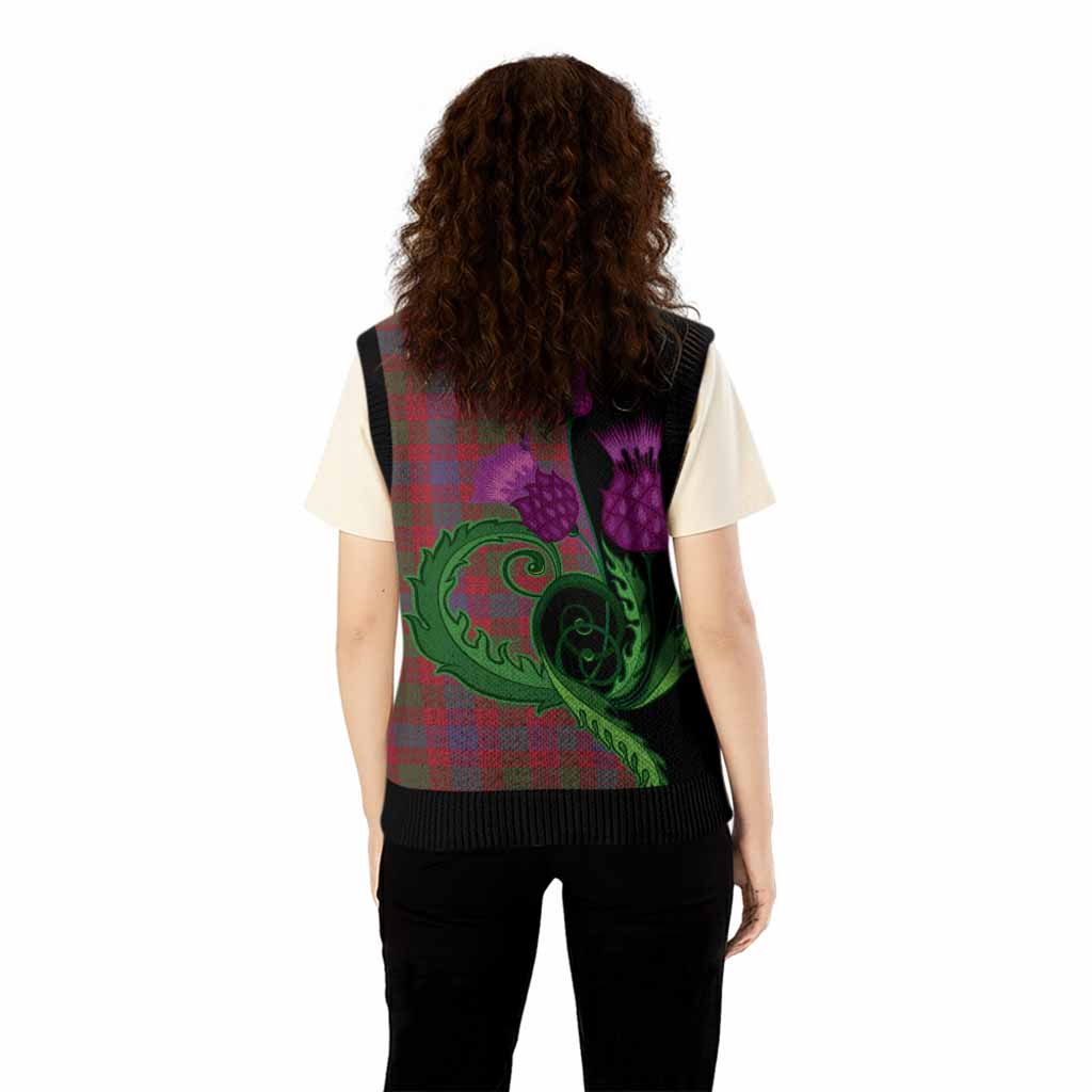 Ross Tartan Knitted V-Neck Vest Traditional Scottish Thistle