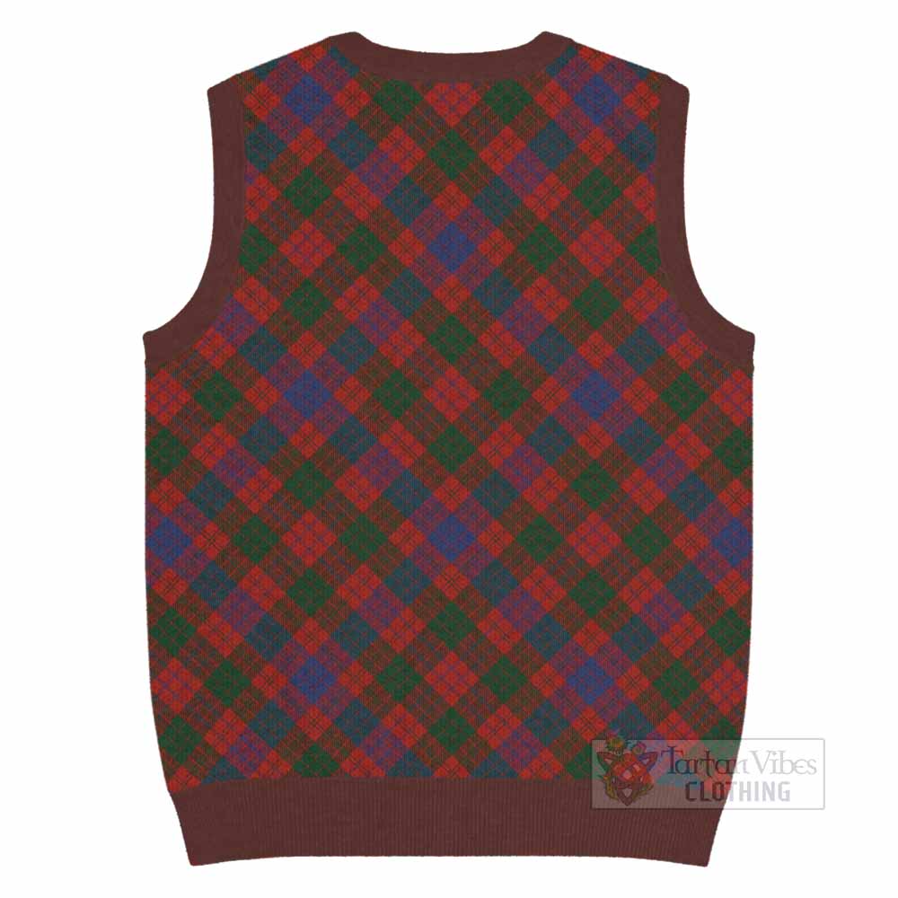 Ross Tartan Knitted V-Neck Vest with Family Crest Cross Style