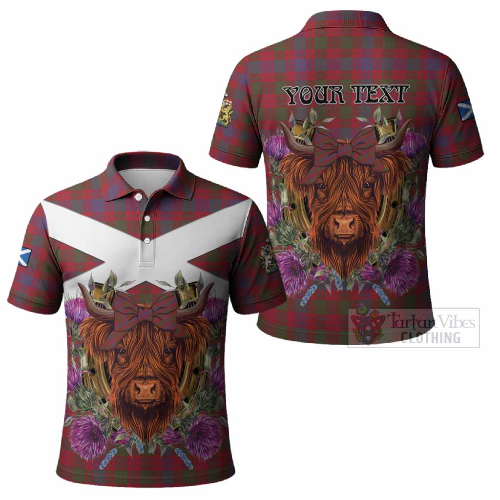 Ross Tartan Polo Shirt Scottish Thistle Heilan Coo