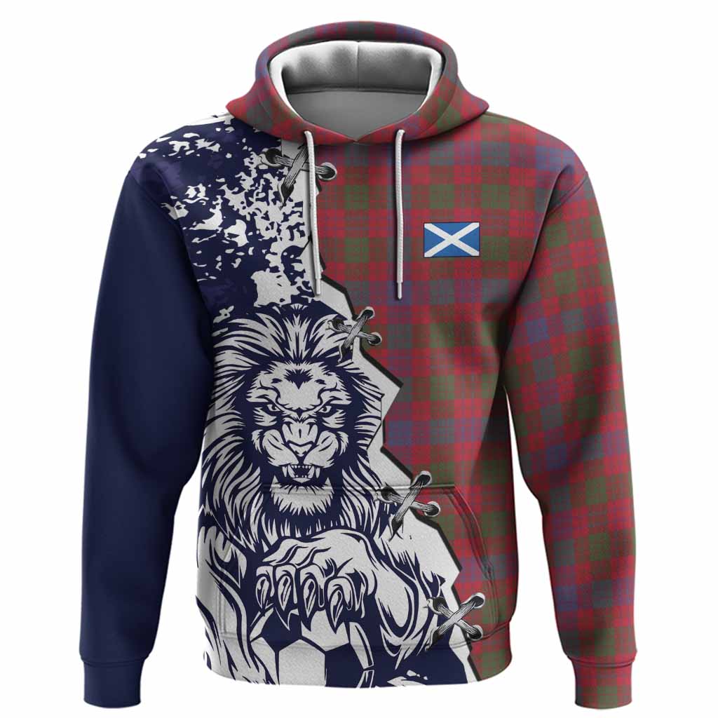 Ross Tartan Scottish Hoodie Angry Lion With Soccer Ball Style