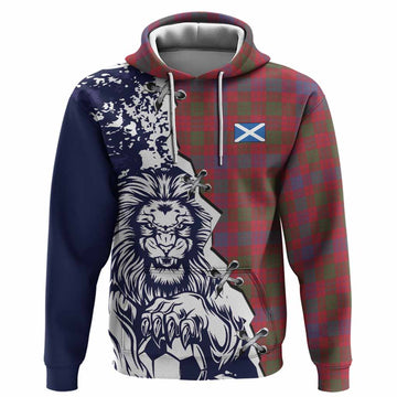 Ross Tartan Scottish Hoodie Angry Lion With Soccer Ball Style