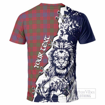 Ross Tartan Scottish T-Shirt Angry Lion With Soccer Ball Style