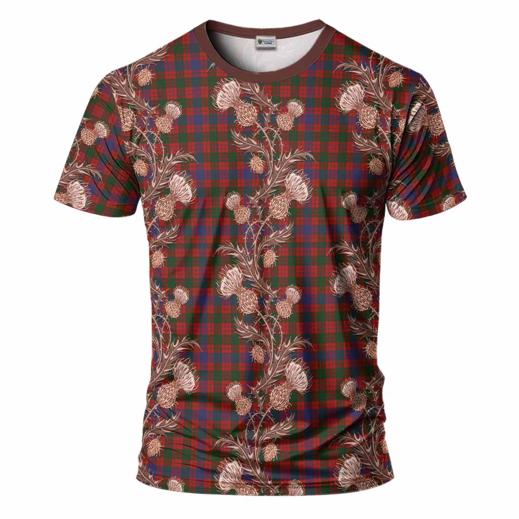 Ross Tartan T-Shirt Seamless Scottish Thistle Flowers