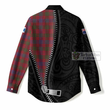 Ross Tartan Women Casual Shirt New Zealand Pattern Unique Zipper Stylized