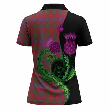 Ross Tartan Women Polo Shirt Traditional Scottish Thistle
