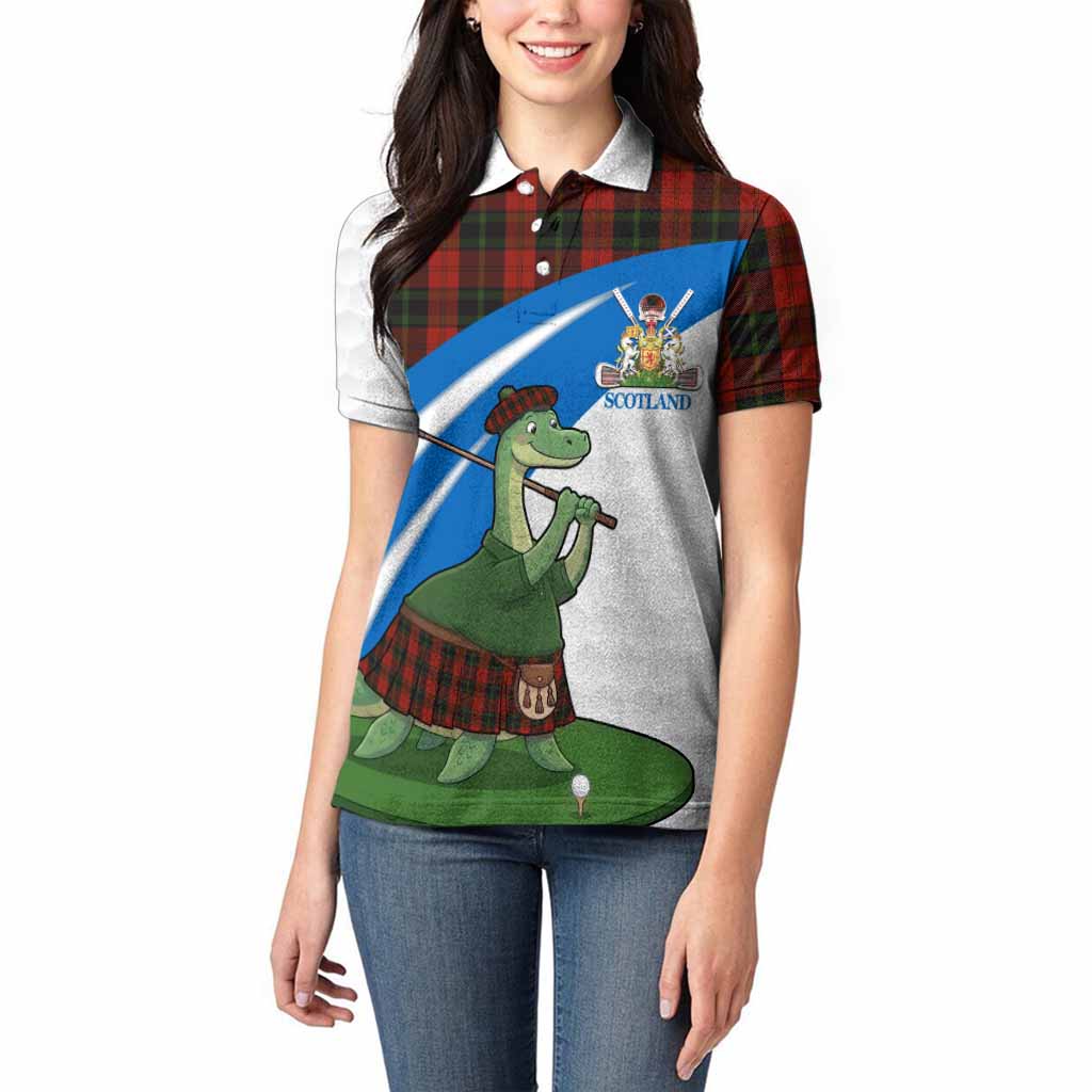 Rosser of Wales Tartan Crest Golf Nessie Women Polo Shirt Loch Ness Monster Sporty Style
