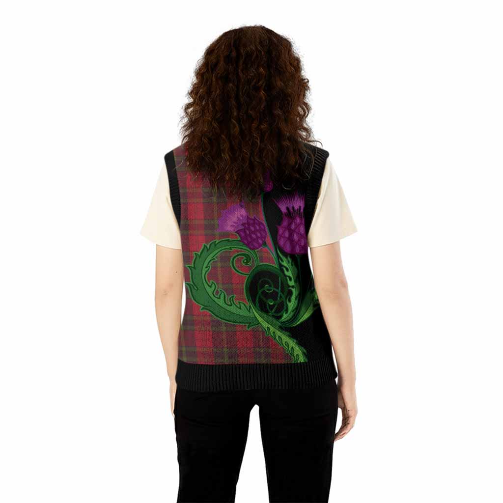 Rosser of Wales Tartan Knitted V-Neck Vest Traditional Scottish Thistle