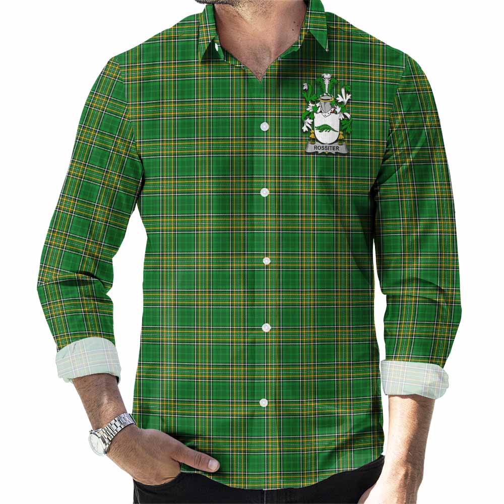 Rossiter Irish Clan Tartan Long Sleeve Button Up with Coat of Arms Men's Shirt - Tartan Vibes Clothing