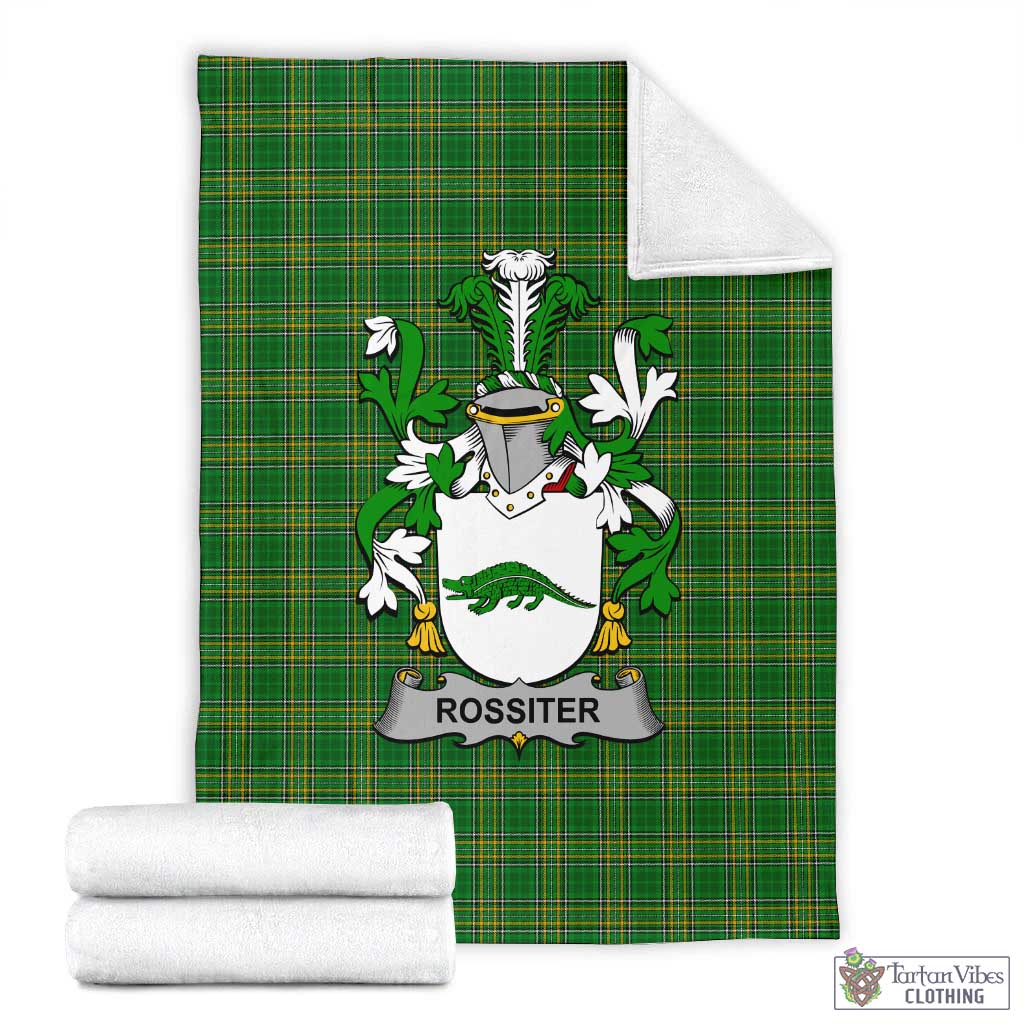 Rossiter Irish Clan Tartan Blanket with Coat of Arms X-Large 59 x 79 inches 150 x 200 cm - Tartan Vibes Clothing