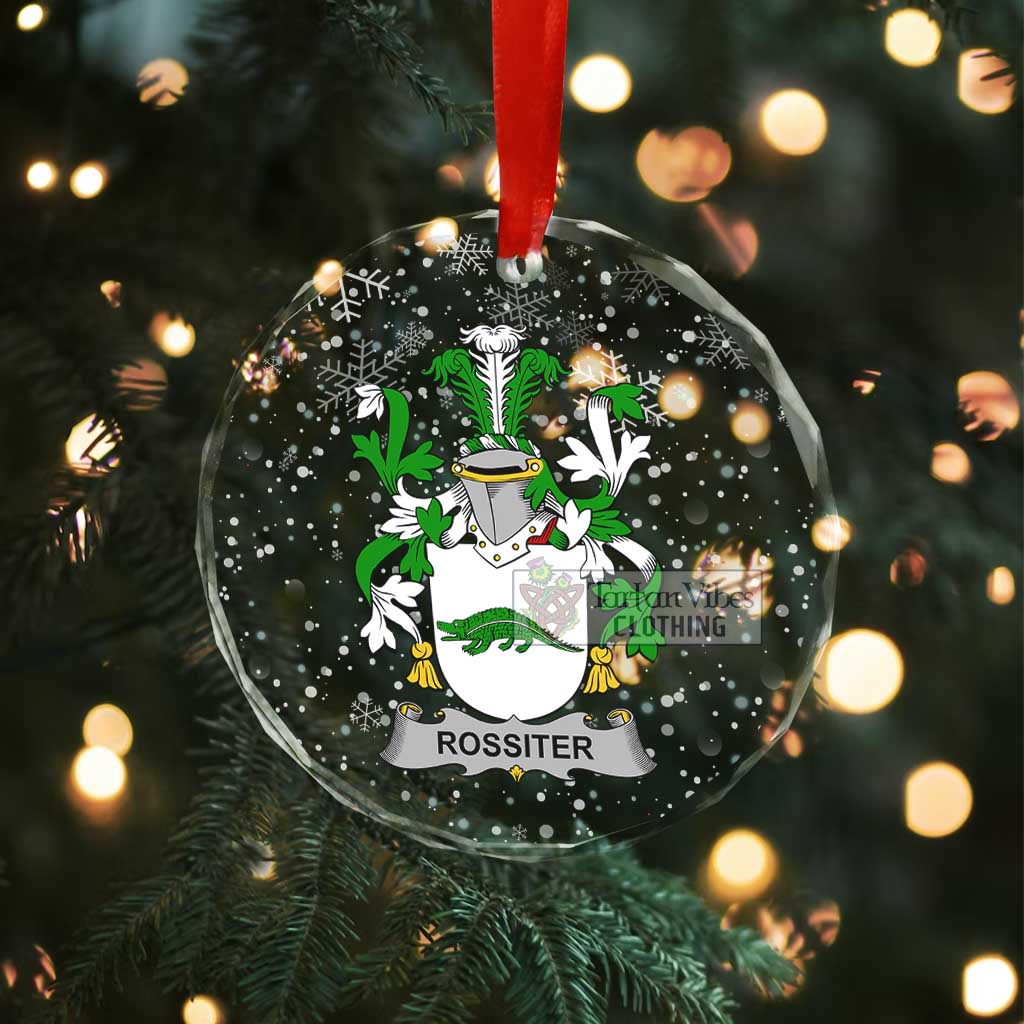 Rossiter Irish Clan Christmas Glass Ornament with Coat of Arms - 2D-tartanvibesclothing