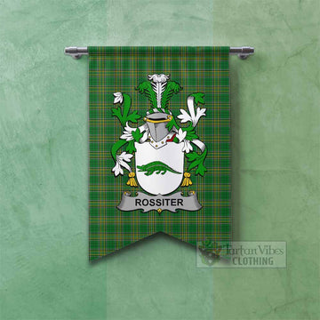Rossiter Irish Clan Tartan Gonfalon, Tartan Banner with Coat of Arms