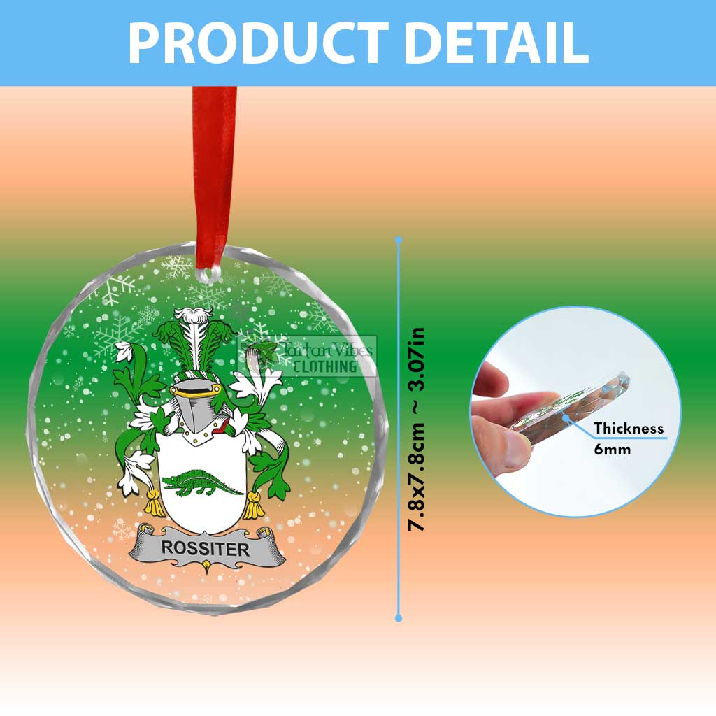 Rossiter Irish Clan Christmas Glass Ornament with Coat of Arms - 2D-tartanvibesclothing
