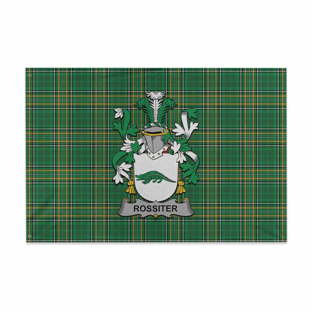 Tartan Vibes Clothing Rossiter Irish Clan Tartan House Flag with Coat of Arms