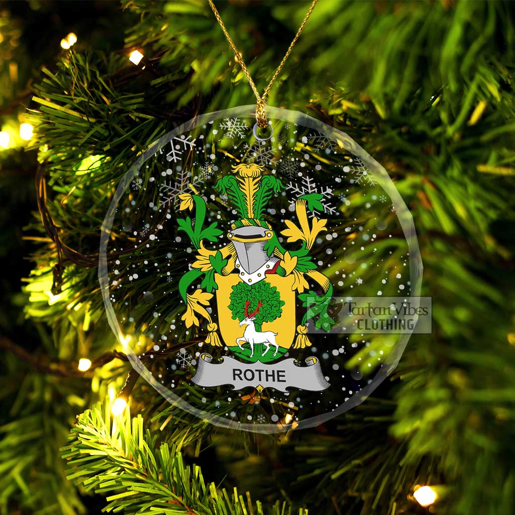 Rothe Irish Clan Christmas Glass Ornament with Coat of Arms Transparent Glass Circle - 2D-tartanvibesclothing