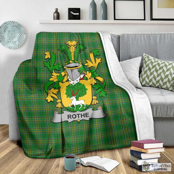 Tartan Vibes Clothing Rothe Irish Clan Tartan Blanket with Coat of Arms