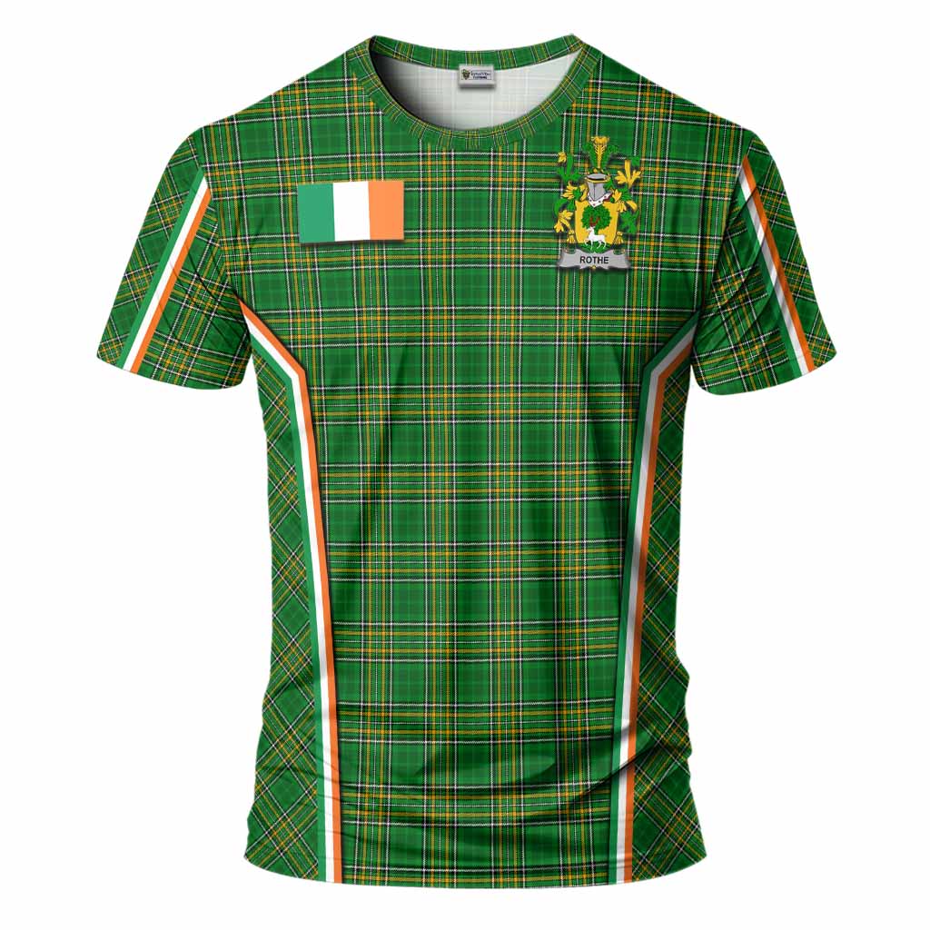 Rothe Irish Clan Coat of Arm Tartan T-Shirt Flag Style