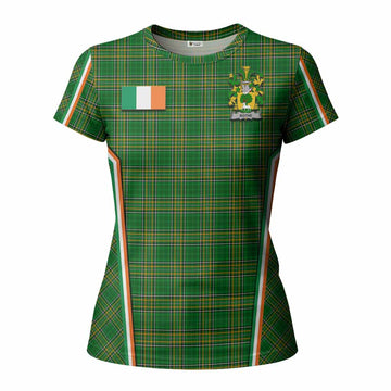 Rothe Irish Clan Coat of Arm Tartan Women T shirt Flag Style