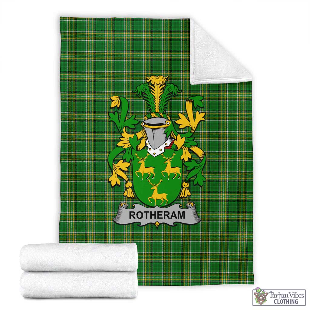 Rotheram Irish Clan Tartan Blanket with Coat of Arms X-Large 59 x 79 inches 150 x 200 cm - Tartan Vibes Clothing