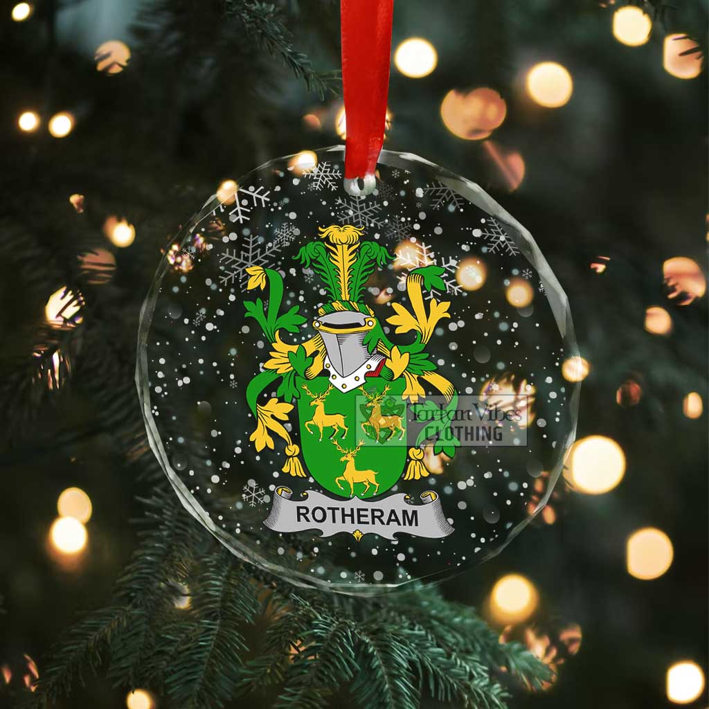 Rotheram Irish Clan Christmas Glass Ornament with Coat of Arms - 2D-tartanvibesclothing