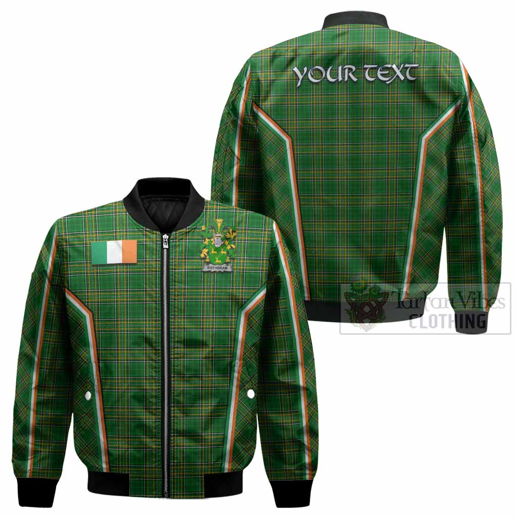 Rotheram Irish Clan Coat of Arm Tartan Bomber Jacket Flag Style