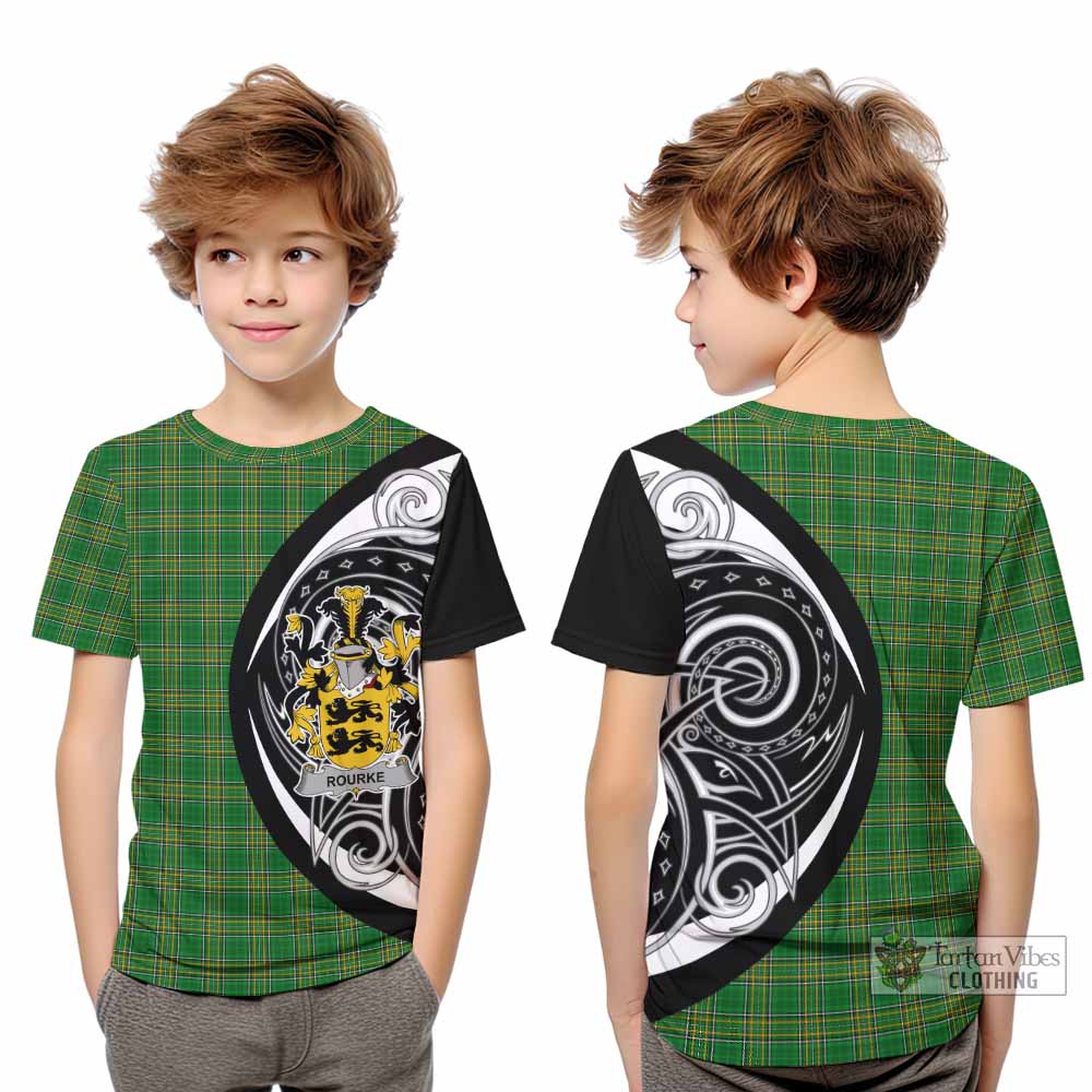 Tartan Vibes Clothing Rourke Irish Clan Kid T-Shirt Celtic Circle Style