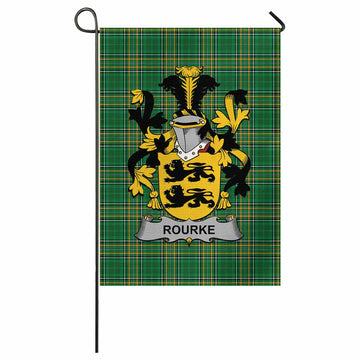 Rourke Irish Clan Tartan Garden Flag with Coat of Arms